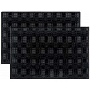 Tebery Black Mat 18" x 12" - 45.7 x 30.5cm Rubber Bar Service Spill Mat (2 pack)